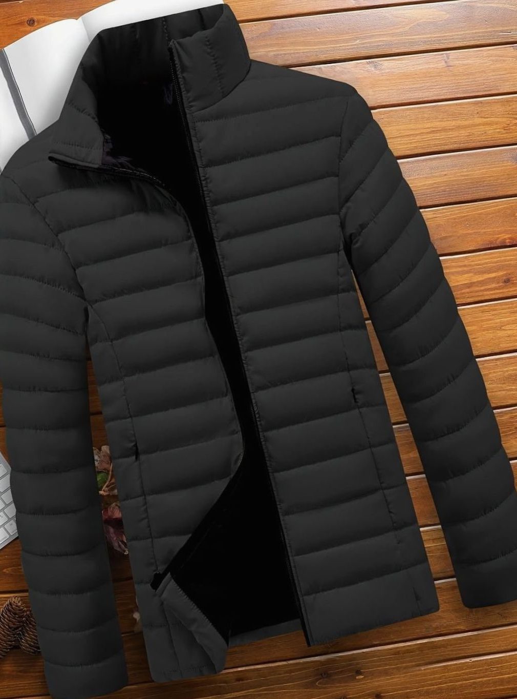 Quilted Zip-Up Puffer Jacket for Men