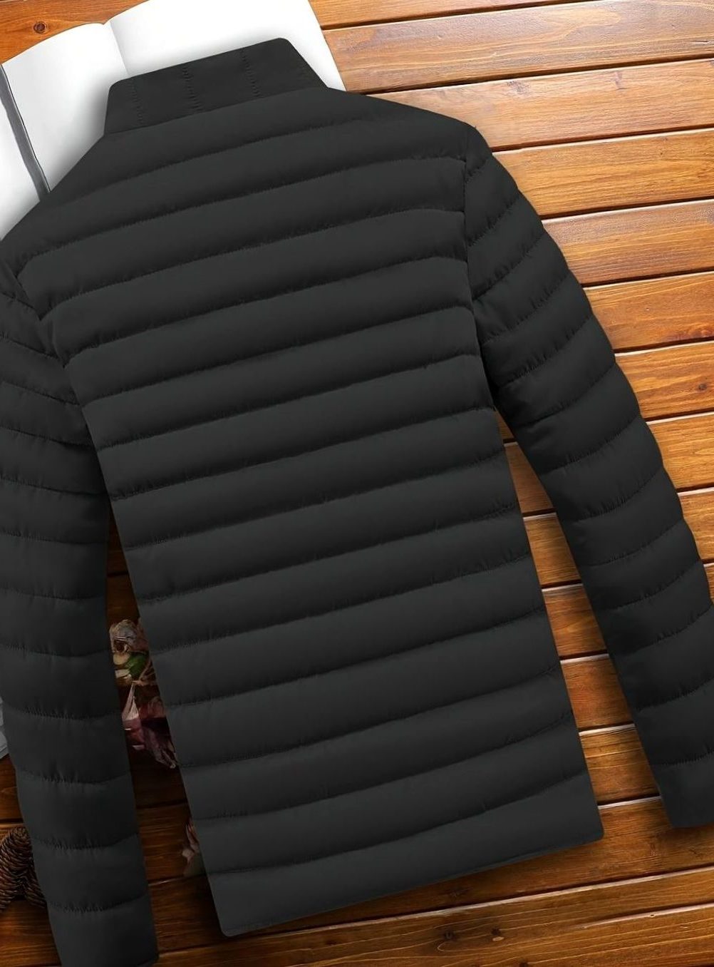 Quilted Zip-Up Puffer Jacket for Men