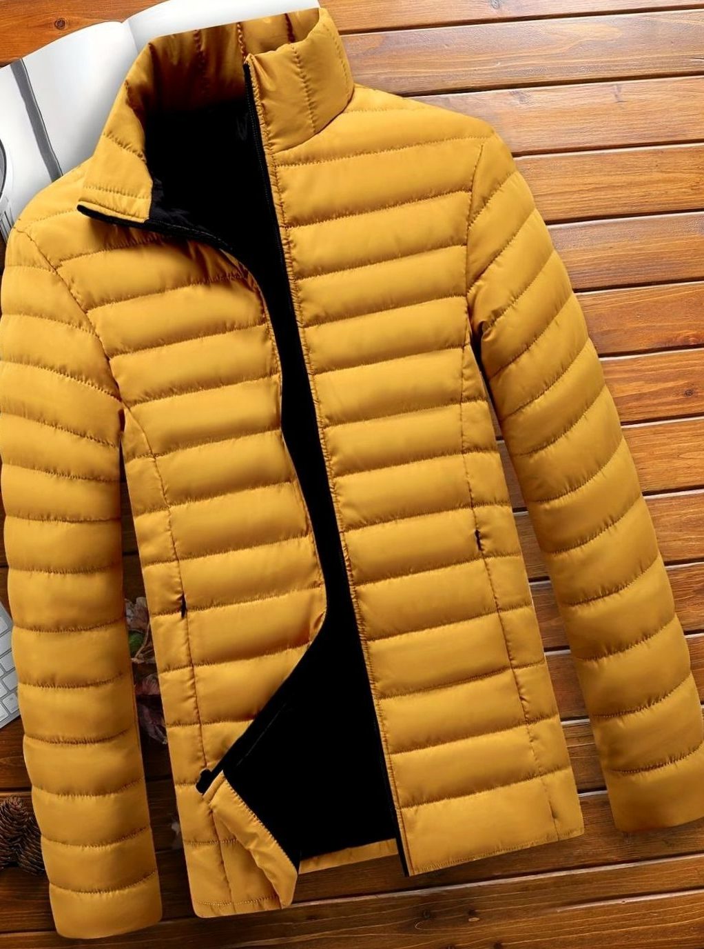Quilted Zip-Up Puffer Jacket for Men