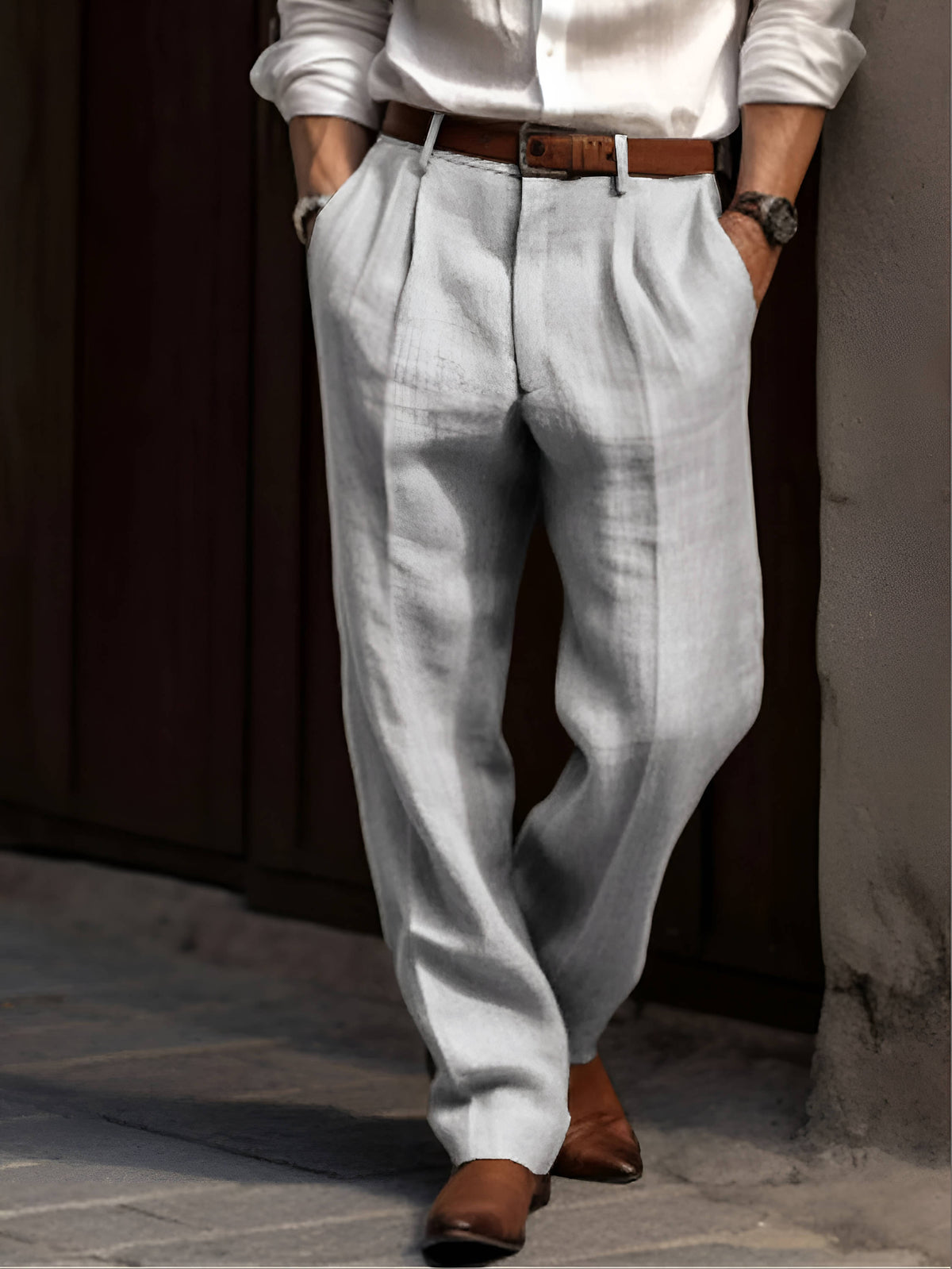 Rafael | Men's Lightweight Pleated Linen Trousers