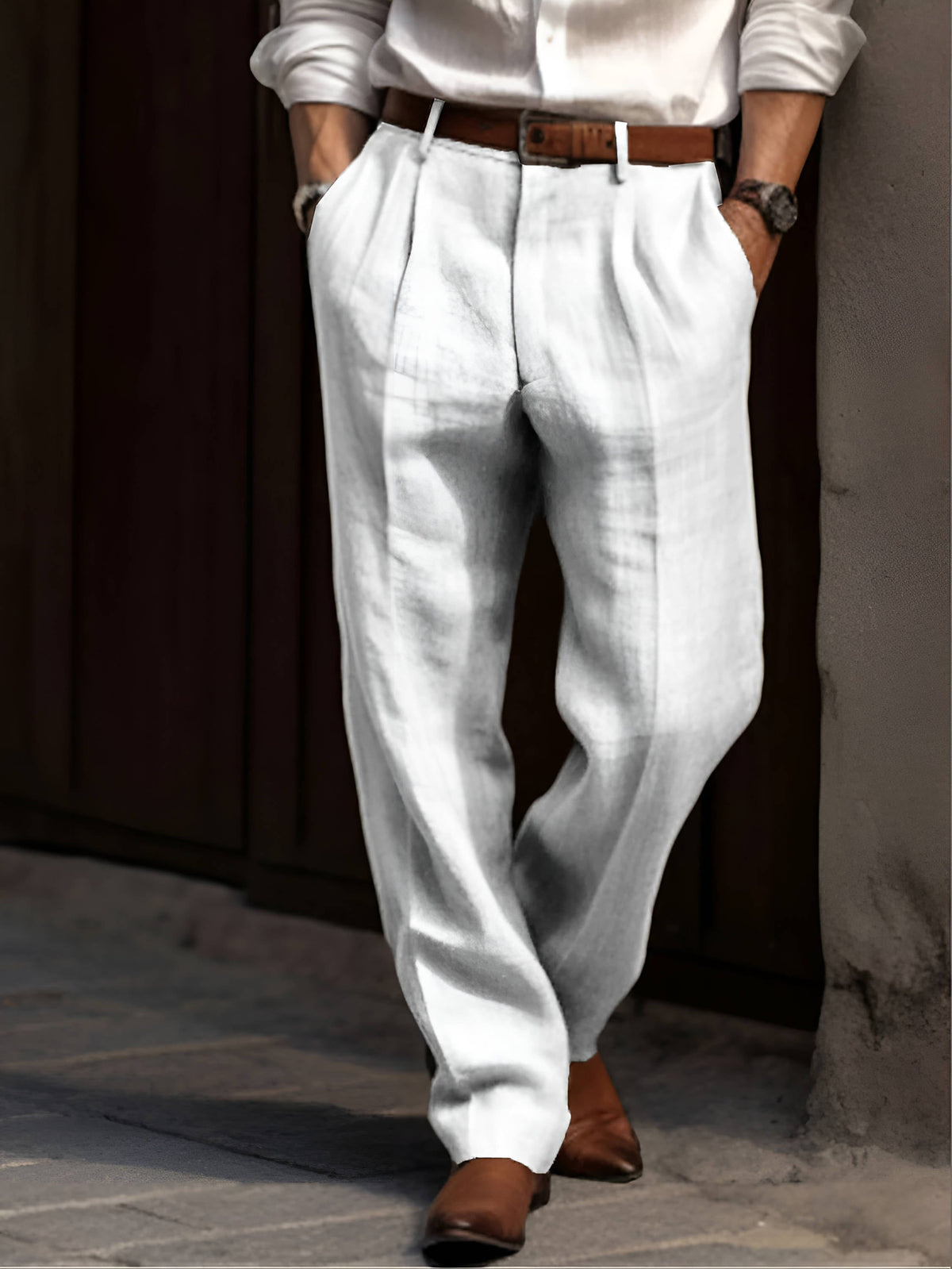 Rafael | Men's Lightweight Pleated Linen Trousers