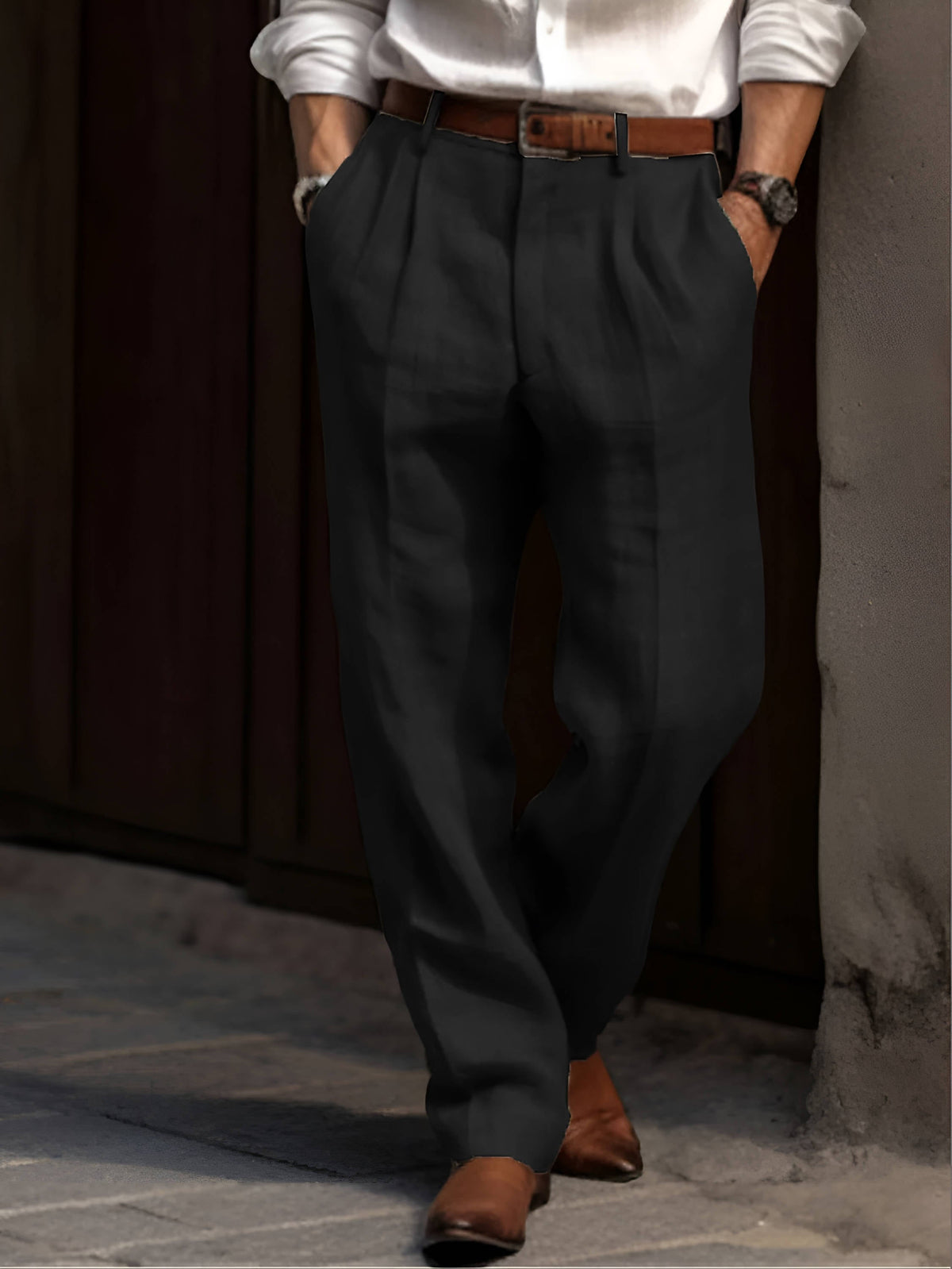 Rafael | Men's Lightweight Pleated Linen Trousers