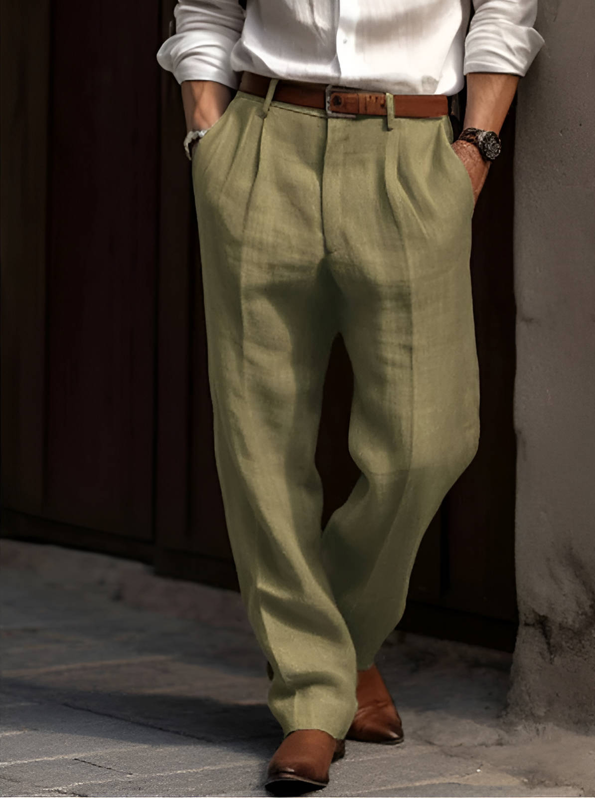 Rafael | Men's Lightweight Pleated Linen Trousers