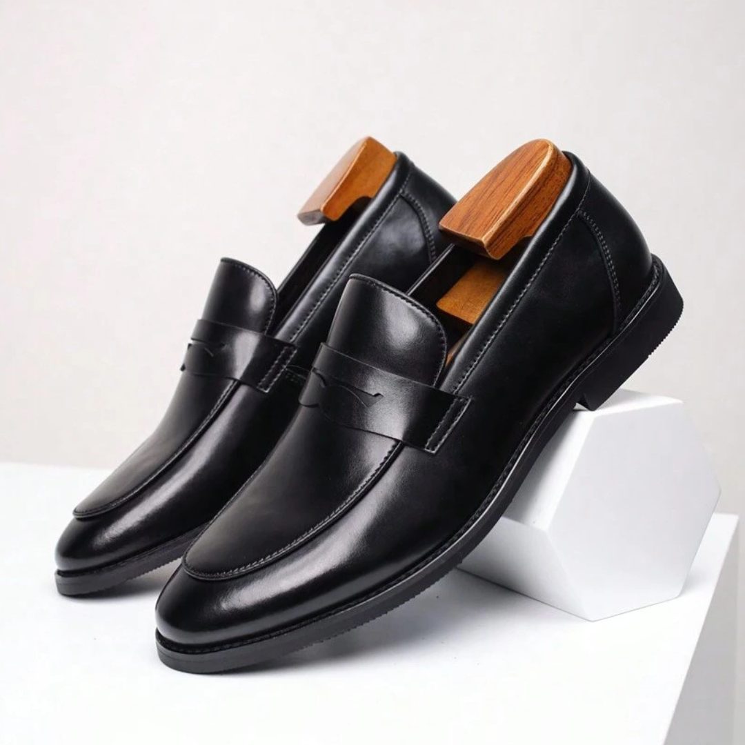 Raffaele | Men's Leather Loafers with Decorative Strap