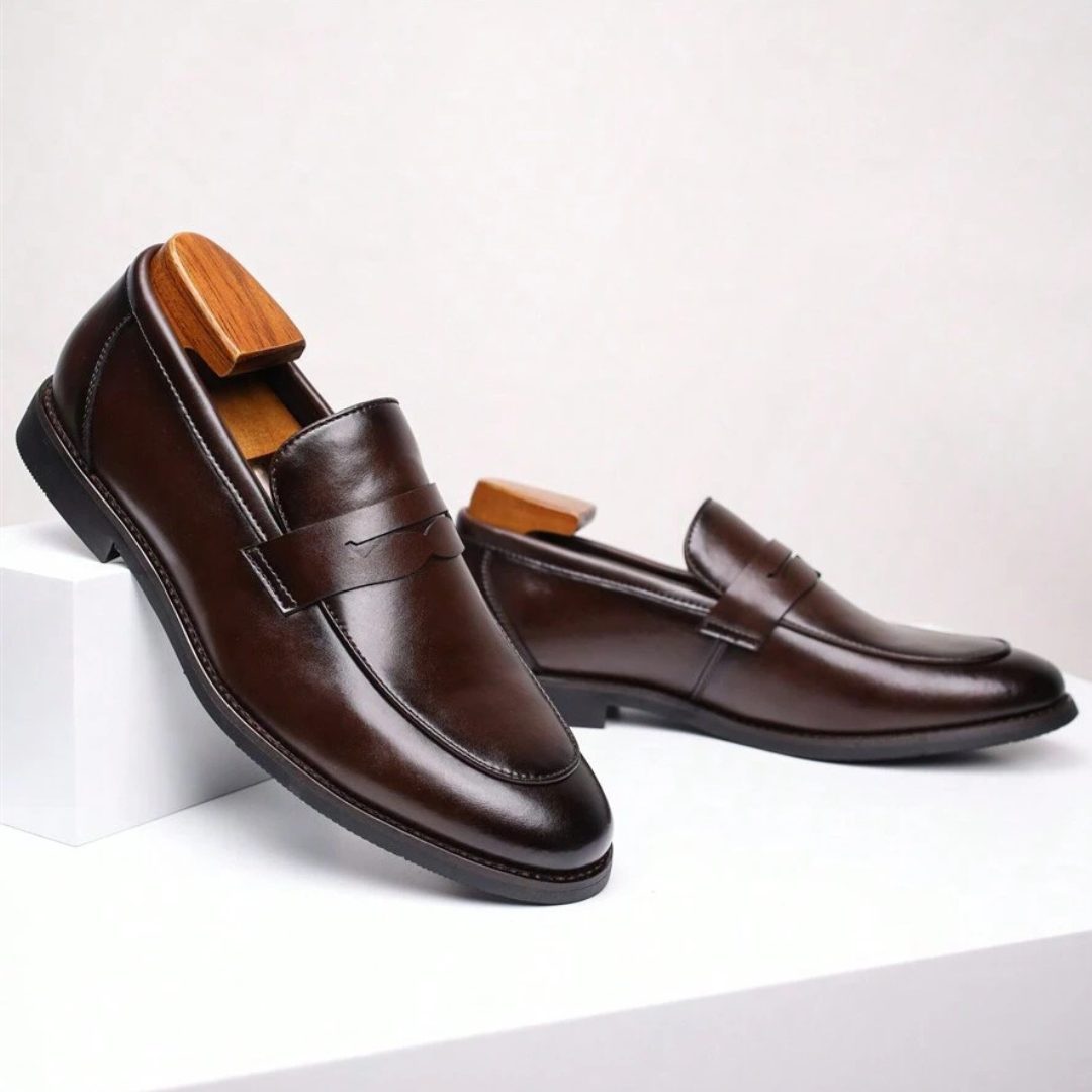 Raffaele | Men's Leather Loafers with Decorative Strap