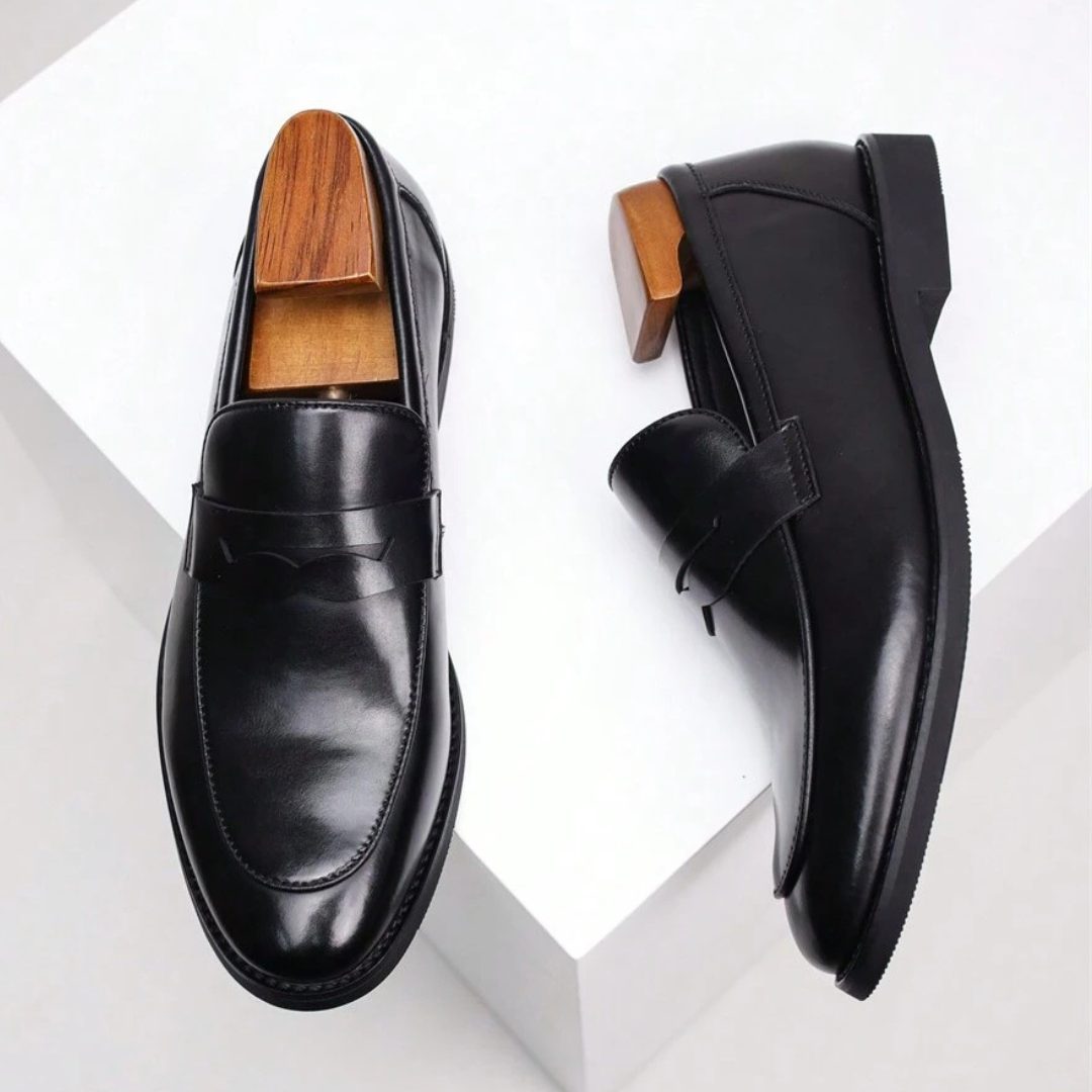 Raffaele | Men's Leather Loafers with Decorative Strap