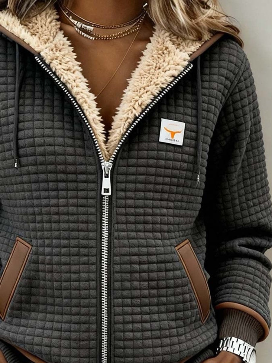 Eloise | Women's Sherpa Lined Quilted Jacket Hooded Zip Up