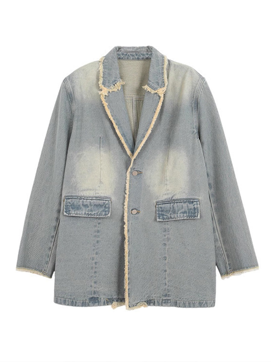 Emma | Women's Leopard Print Denim Jacket Long Sleeve Pockets