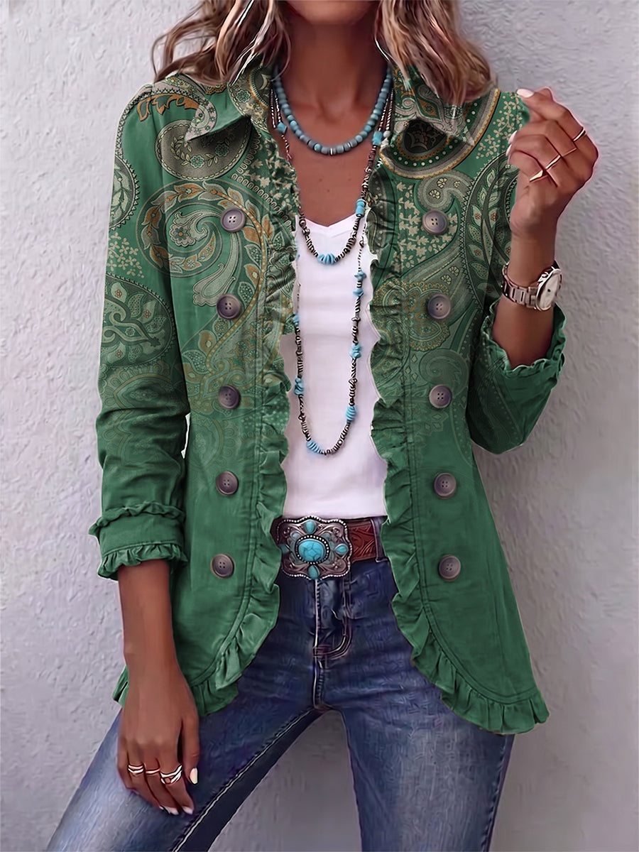 Emma | Women's Leopard Print Denim Jacket Long Sleeve Pockets