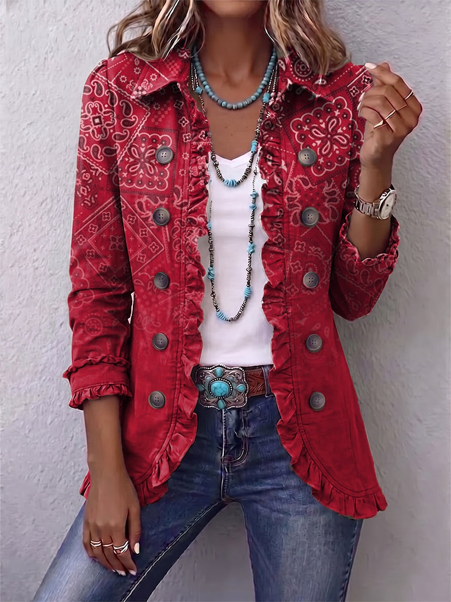 Emma | Women's Leopard Print Denim Jacket Long Sleeve Pockets