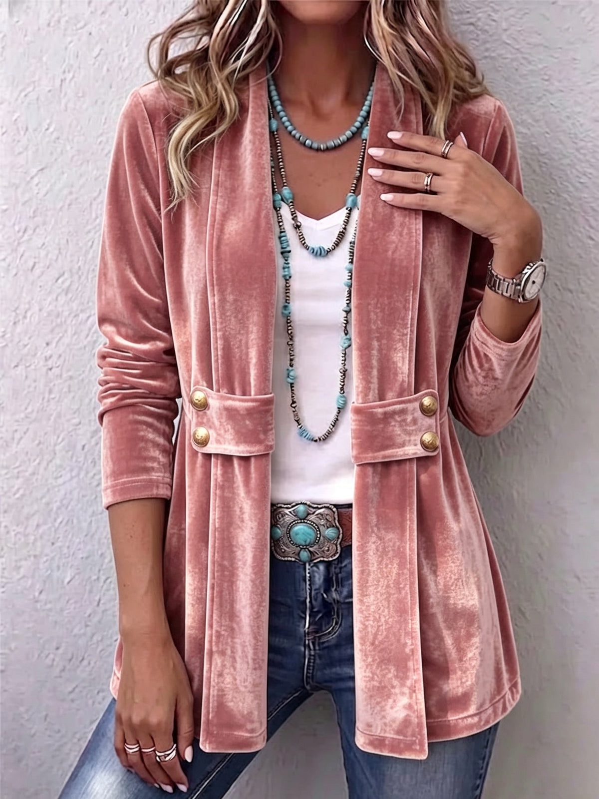Emma | Women's Leopard Print Denim Jacket Long Sleeve Pockets