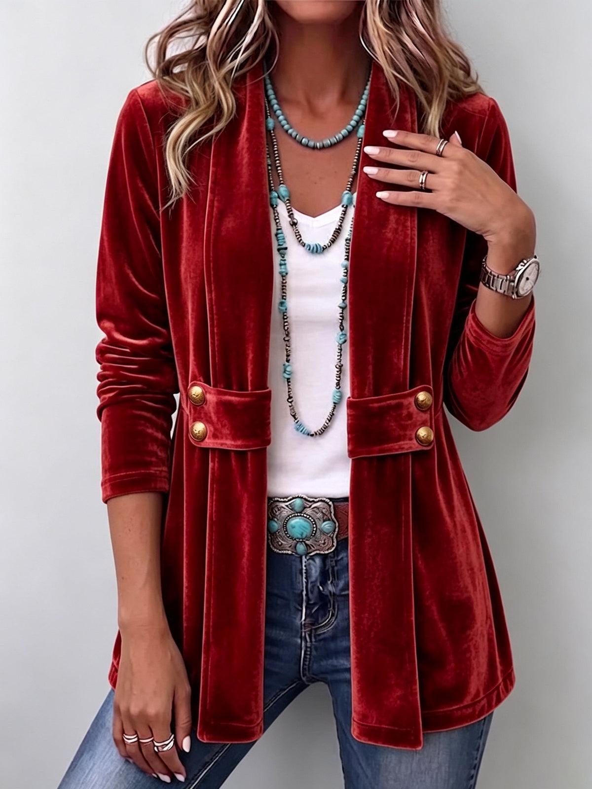 Emma | Women's Leopard Print Denim Jacket Long Sleeve Pockets