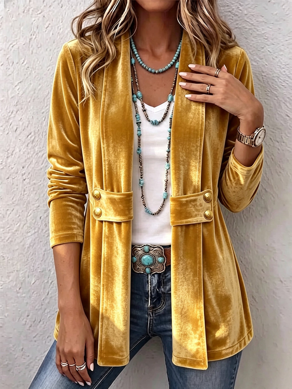 Emma | Women's Leopard Print Denim Jacket Long Sleeve Pockets
