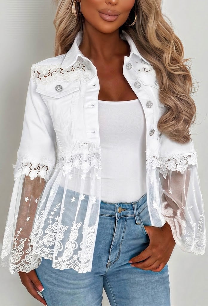 Emma | Women's Leopard Print Denim Jacket Long Sleeve Pockets