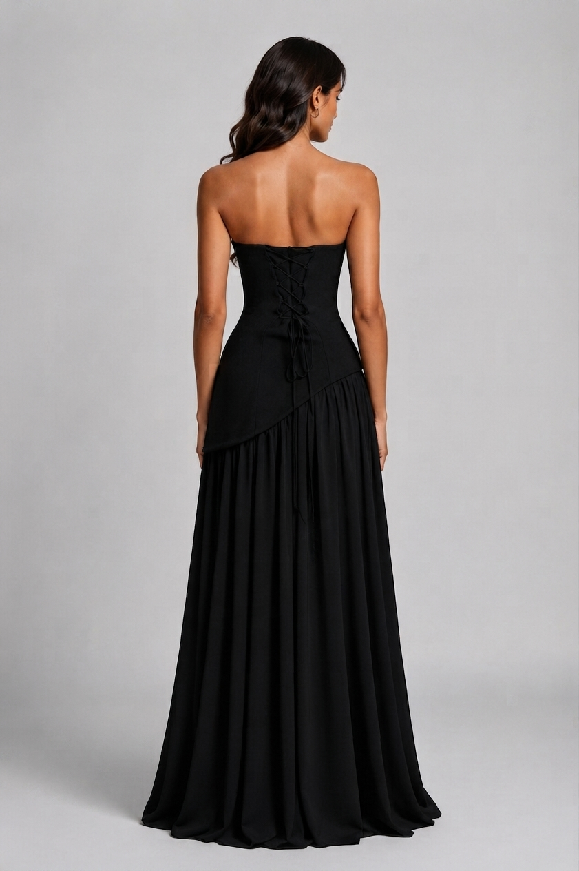 Women's Corset High Slit Maxi Dress | Sleeveless Evening Gown