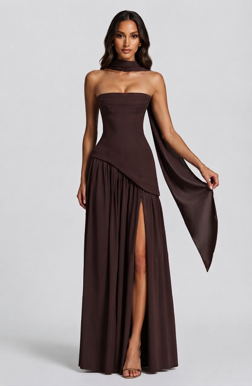 Women's Corset High Slit Maxi Dress | Sleeveless Evening Gown