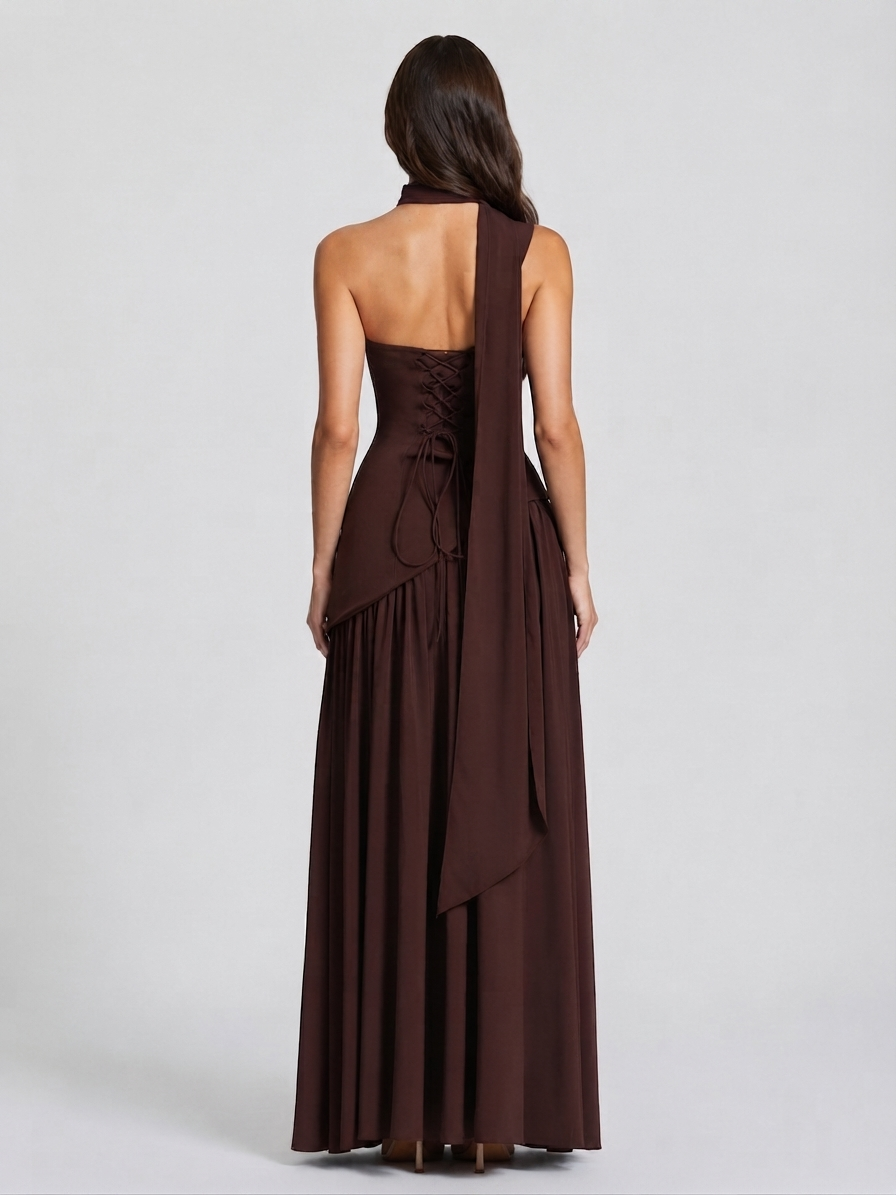 Women's Corset High Slit Maxi Dress | Sleeveless Evening Gown