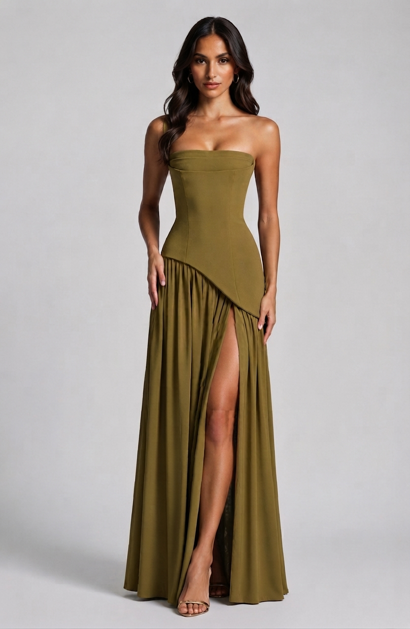 Women's Corset High Slit Maxi Dress | Sleeveless Evening Gown