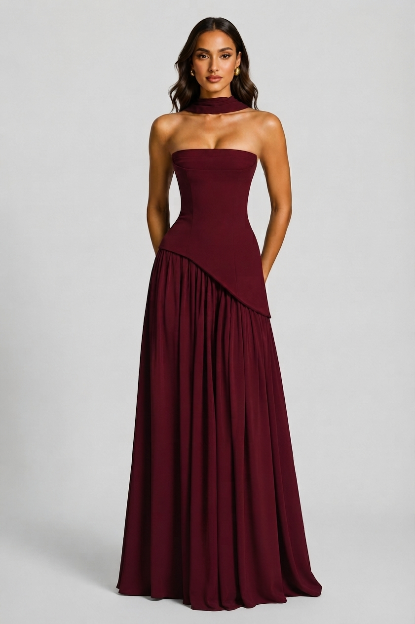 Women's Corset High Slit Maxi Dress | Sleeveless Evening Gown