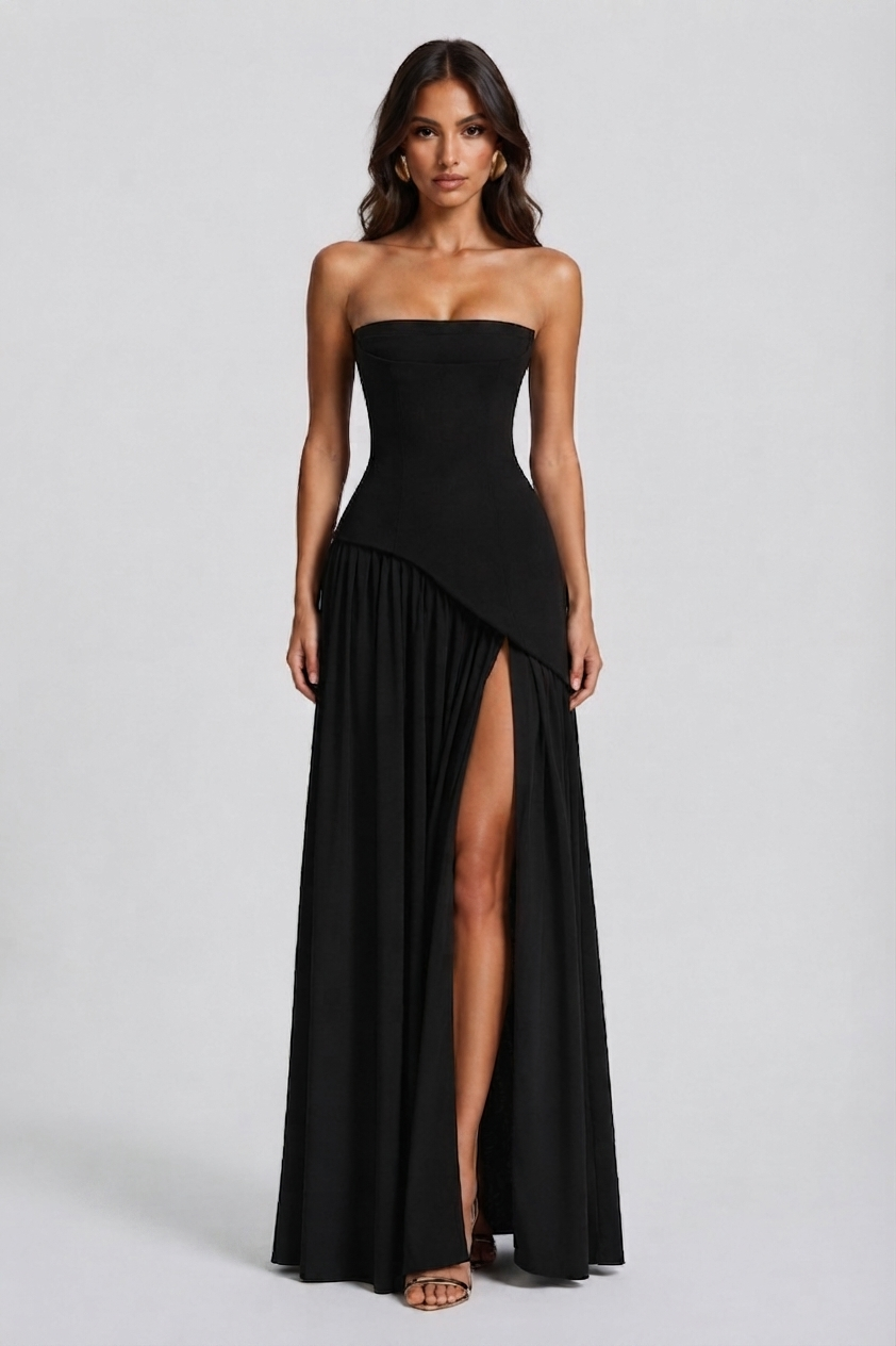 Women's Corset High Slit Maxi Dress | Sleeveless Evening Gown