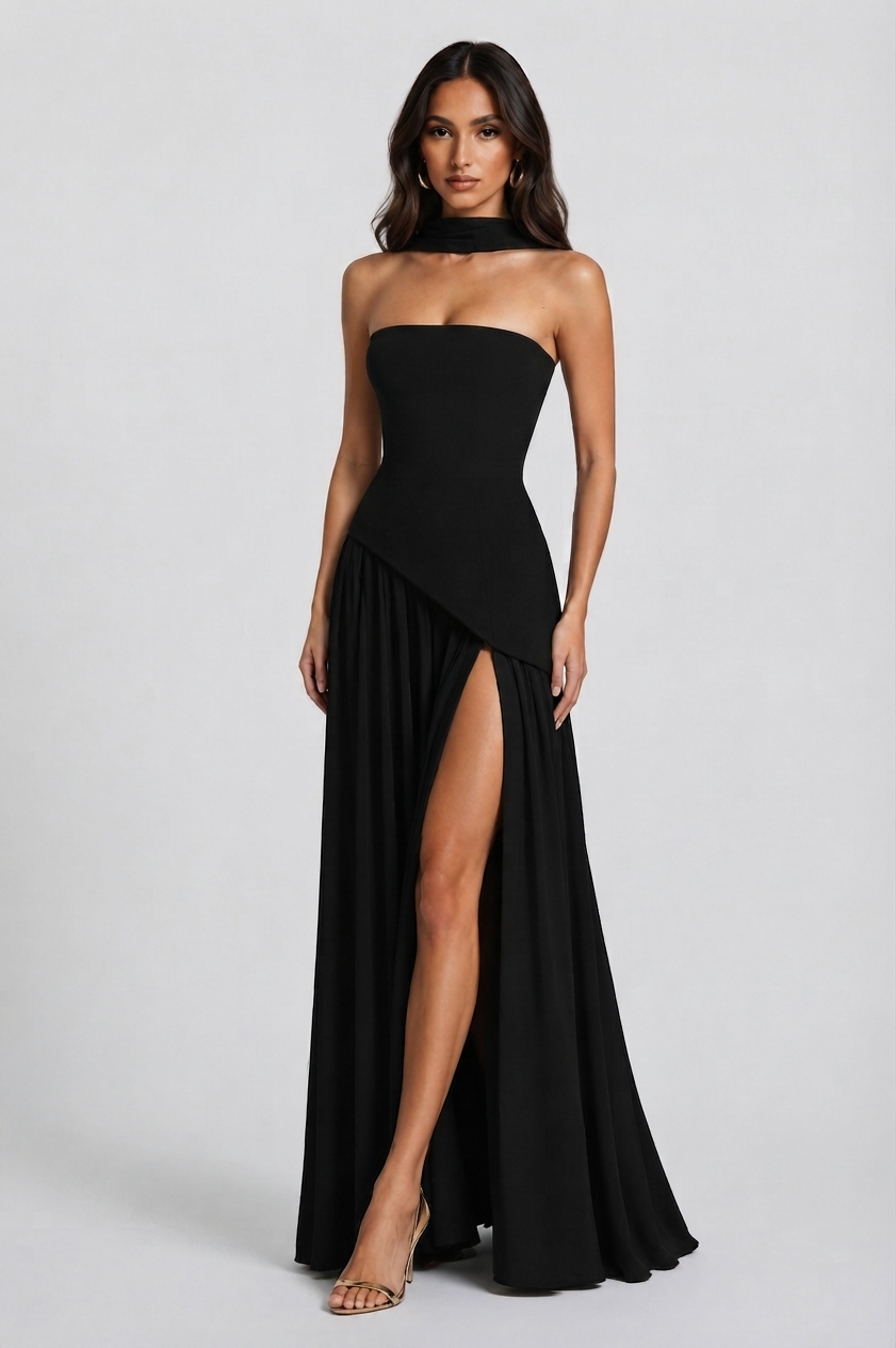 Women's Corset High Slit Maxi Dress | Sleeveless Evening Gown