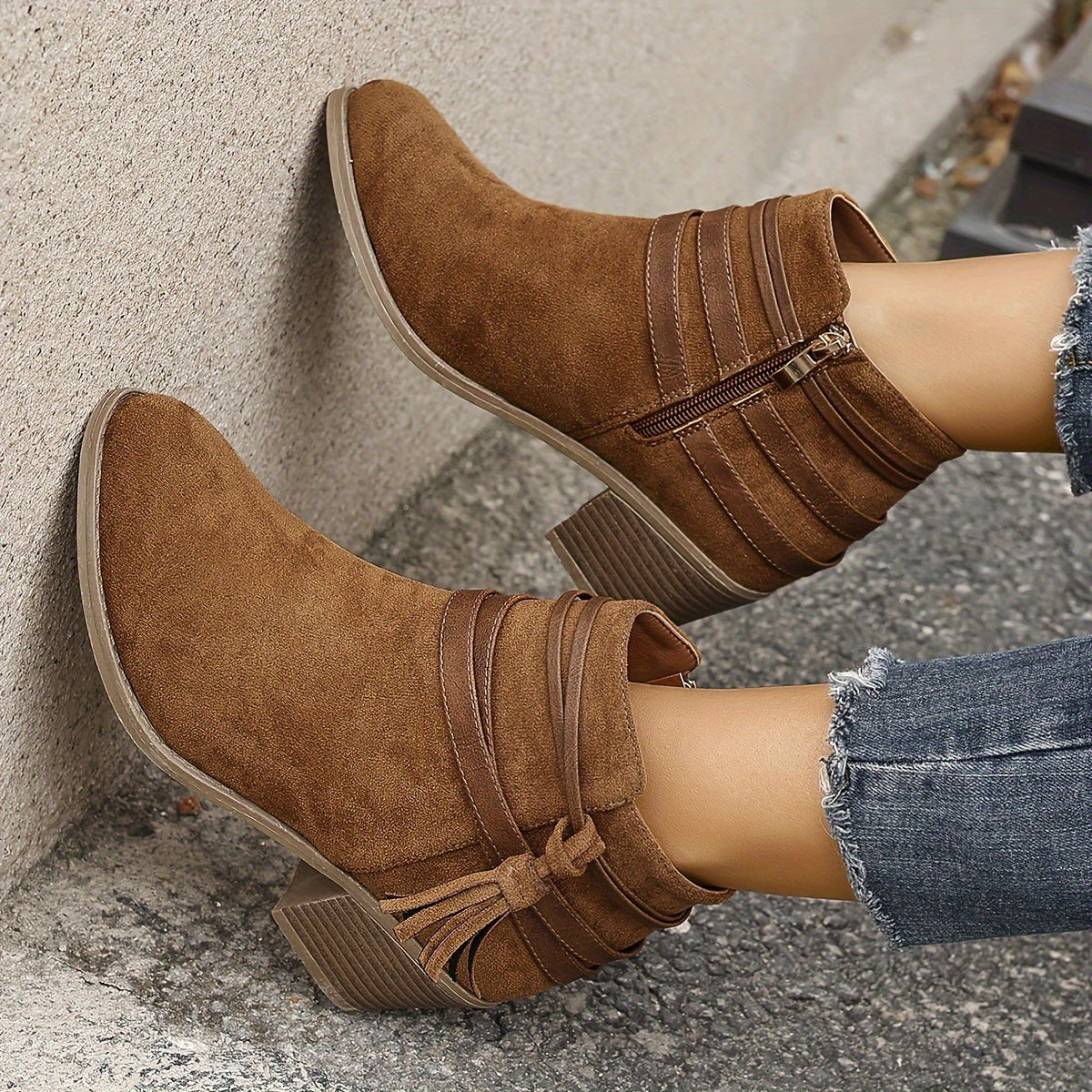 Giacinta | Tassel Block Heel Ankle Boots