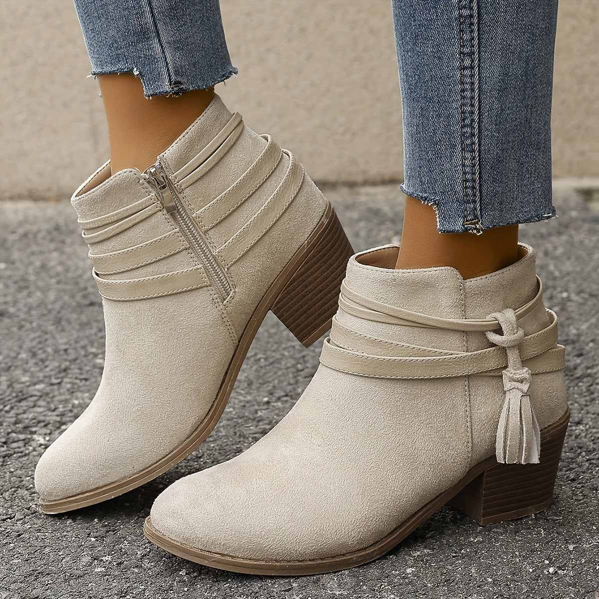 Giacinta | Tassel Block Heel Ankle Boots
