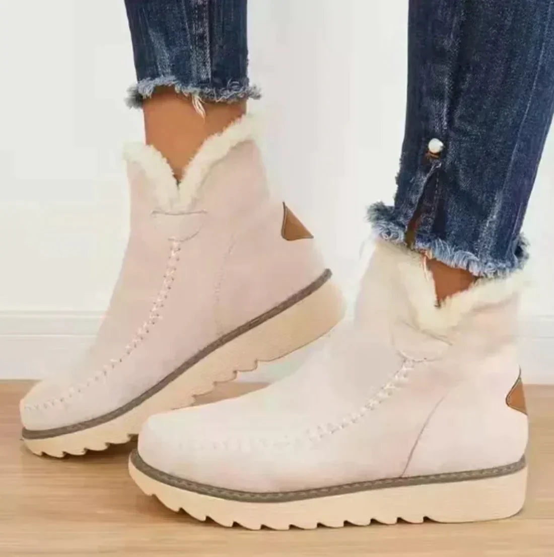 Alexa | Women's Platform Suede Winter Boots Faux Fur Lined Slip On