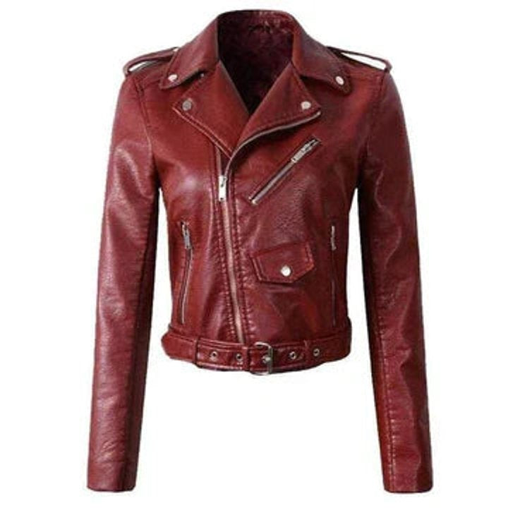 Margot | Women's Faux Leather Moto Jacket Asymmetric Zipper