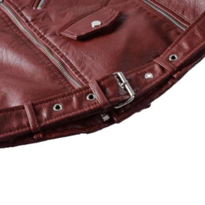 Margot | Women's Faux Leather Moto Jacket Asymmetric Zipper