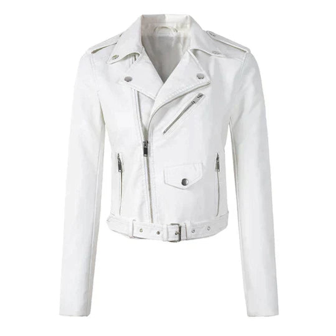 Margot | Women's Faux Leather Moto Jacket Asymmetric Zipper