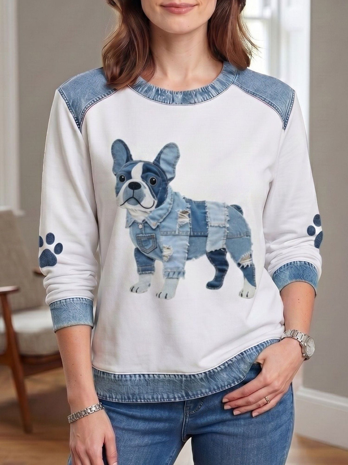 Zoey | Women's Dog Graphic Crewneck Sweatshirt Pullover
