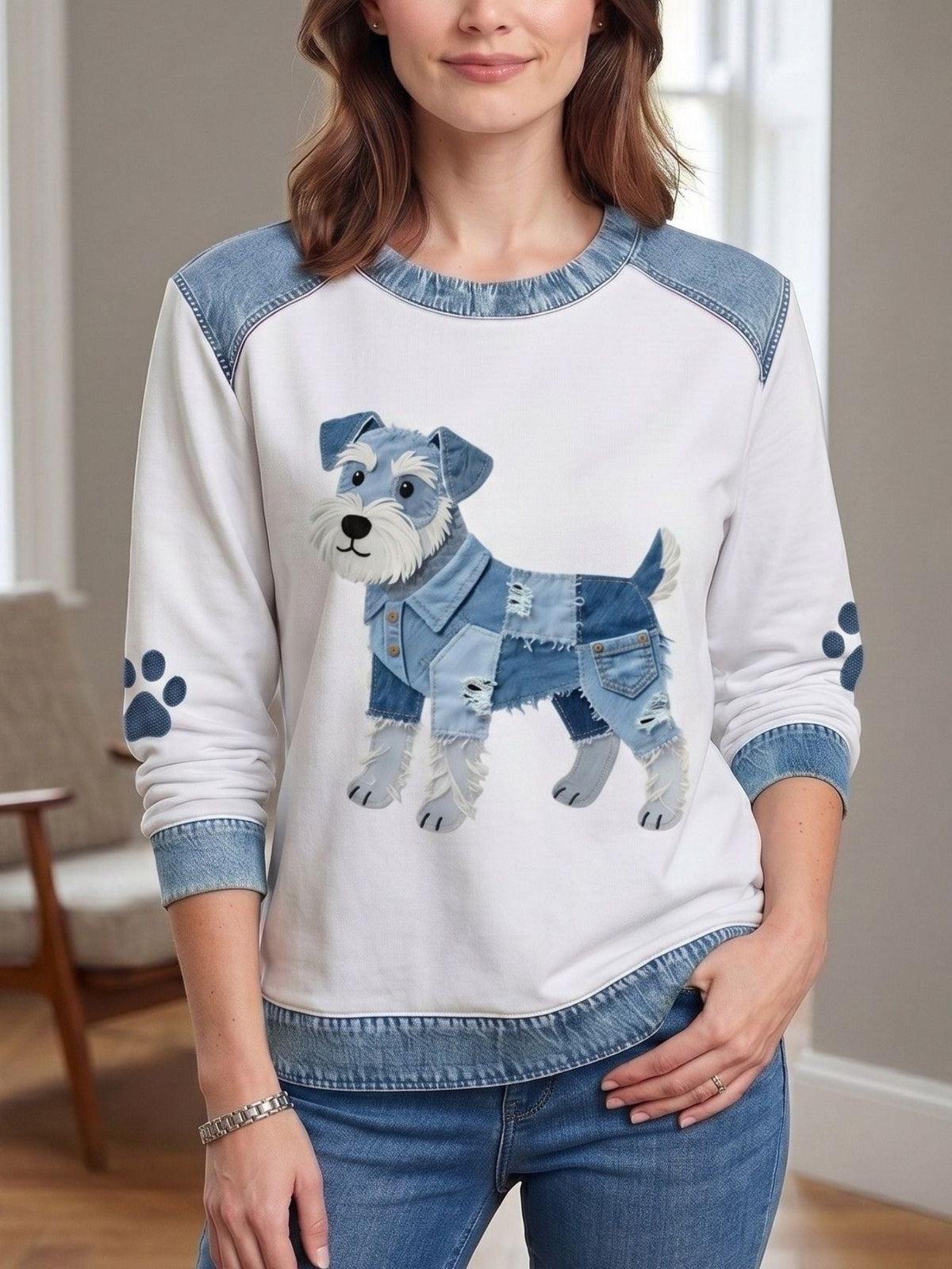 Zoey | Women's Dog Graphic Crewneck Sweatshirt Pullover