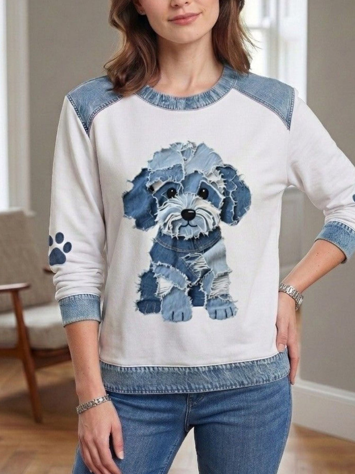 Zoey | Women's Dog Graphic Crewneck Sweatshirt Pullover