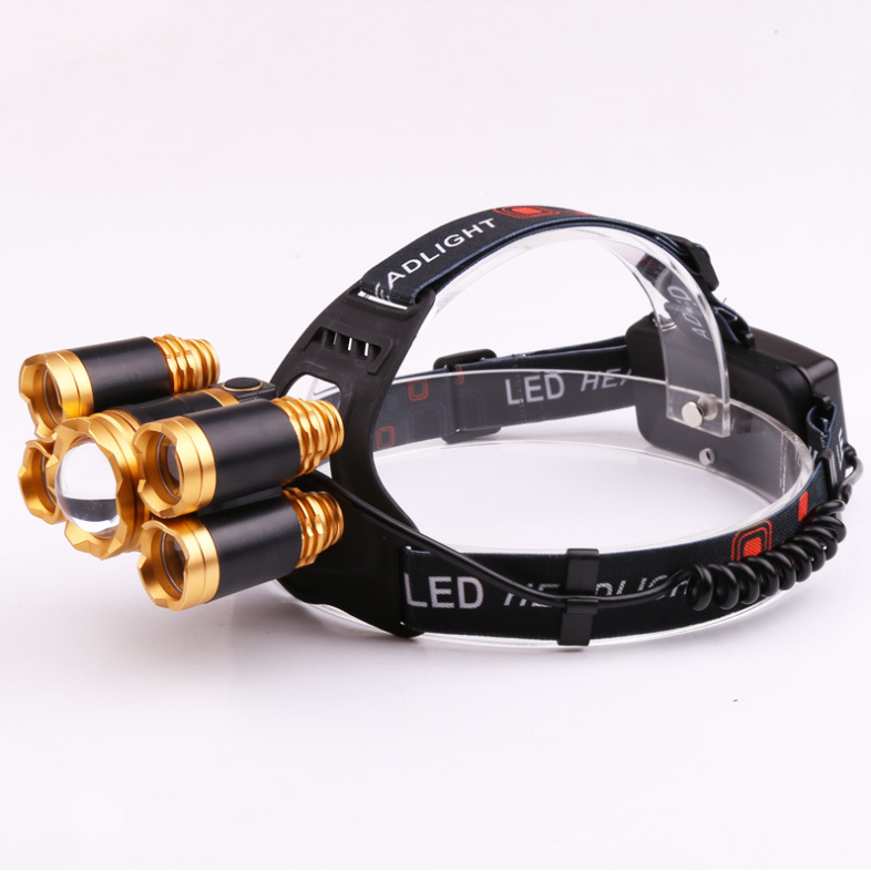 Rechargeable LED Headlamp with Red Light and Adjustable Elastic Strap for Work Hard Hat