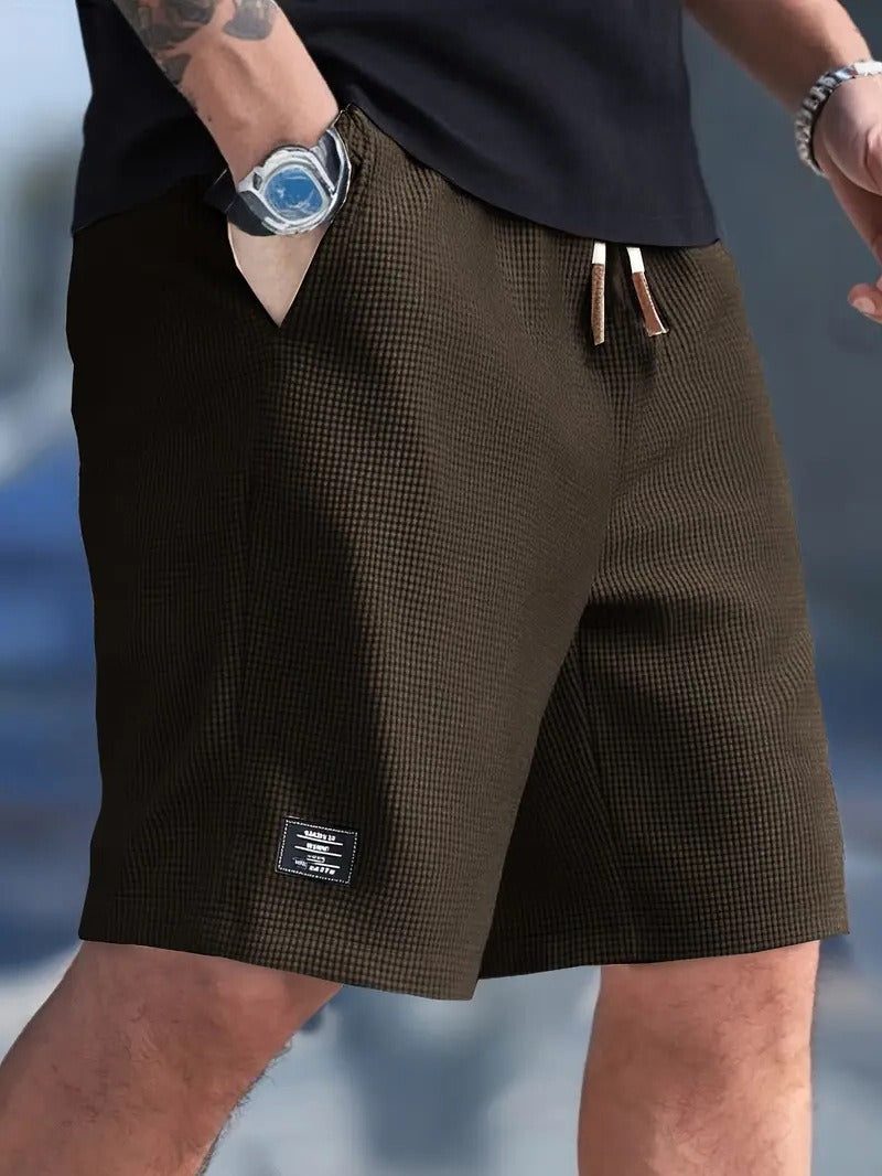 Relaxed Fit Ribbed Knit Shorts for Men