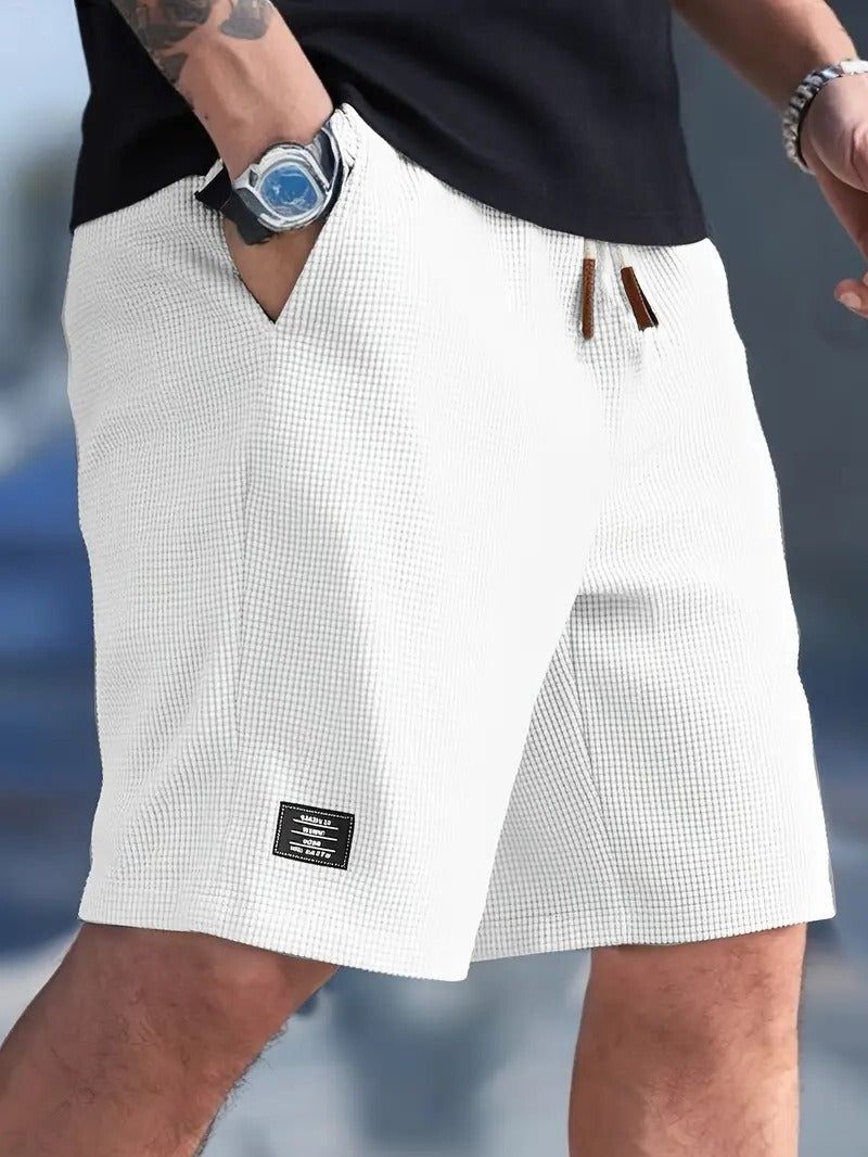 Relaxed Fit Ribbed Knit Shorts for Men