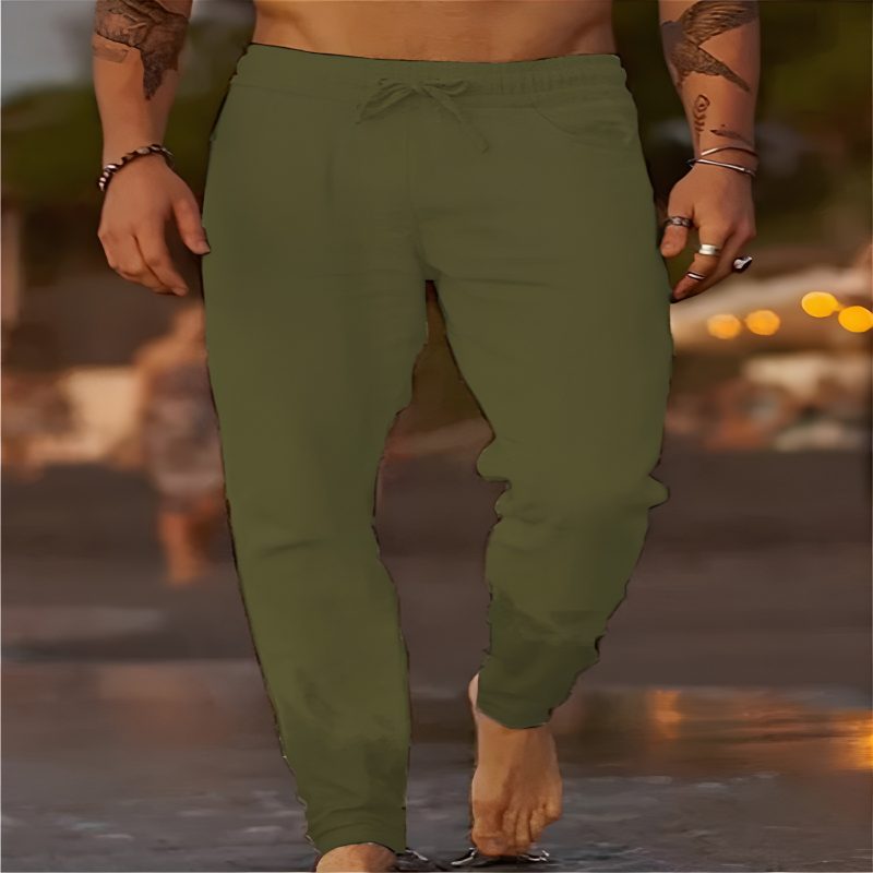 Relaxed Linen Straight Leg Trousers for Men