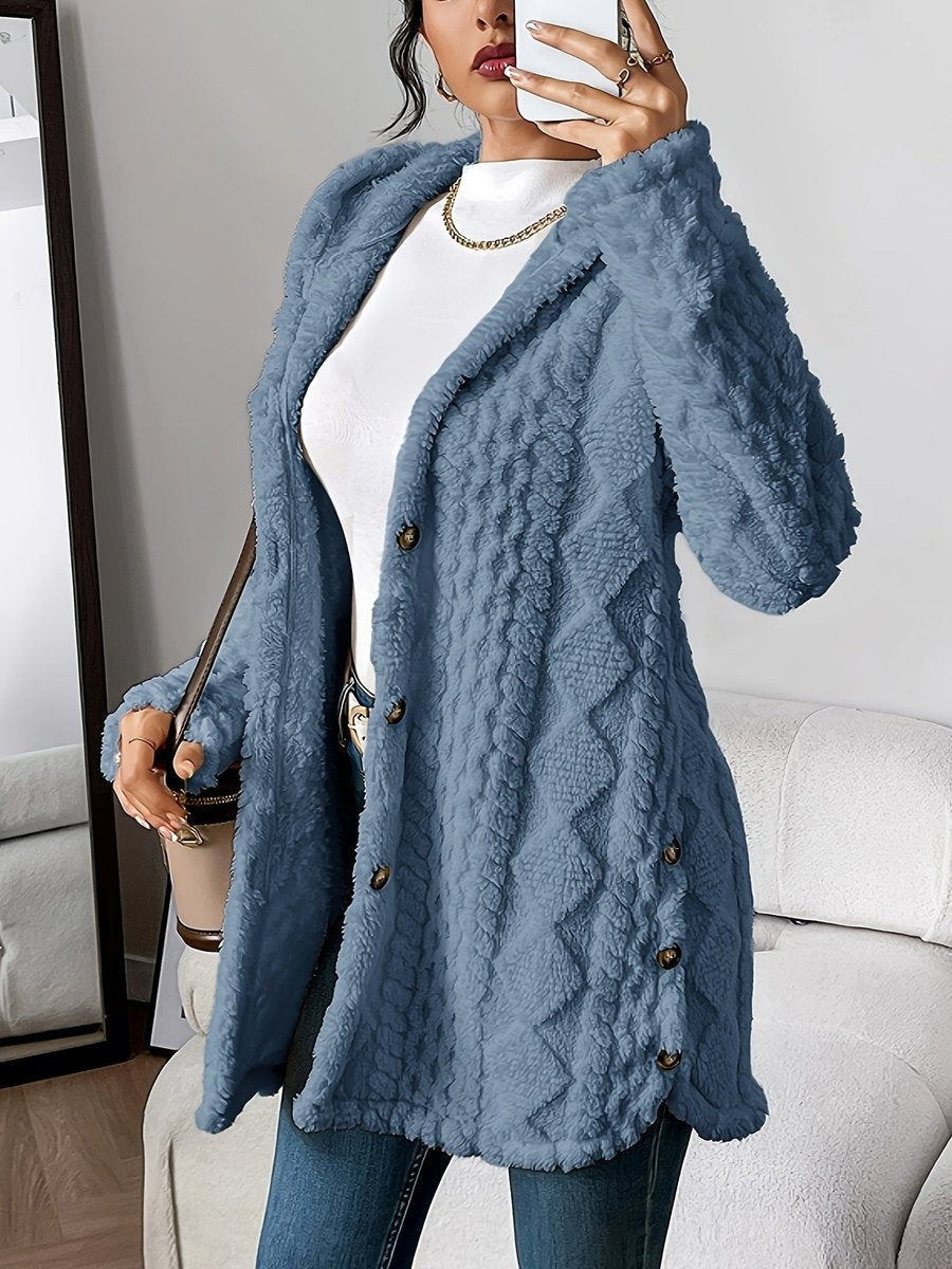 Lucy | Women's Oversized Hooded Fleece Jacket Button Up