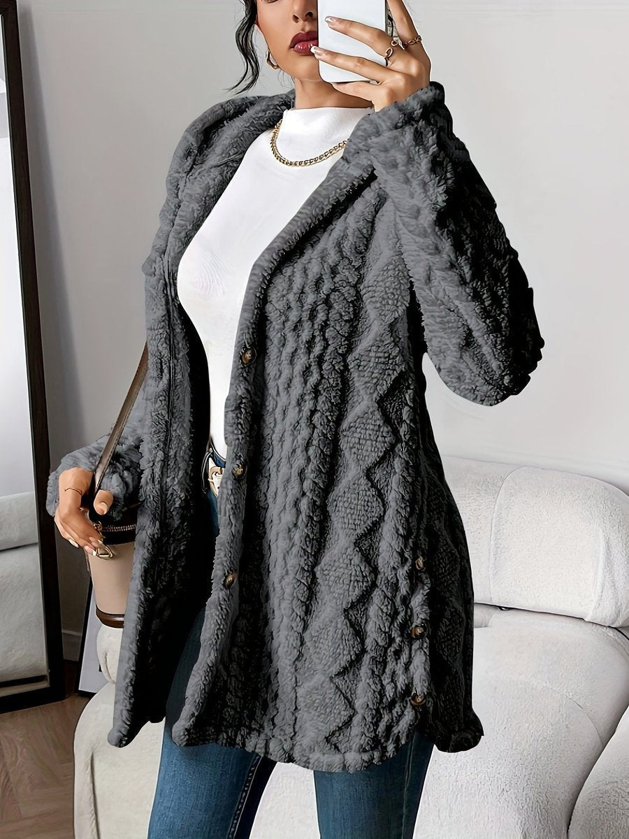 Lucy | Women's Oversized Hooded Fleece Jacket Button Up