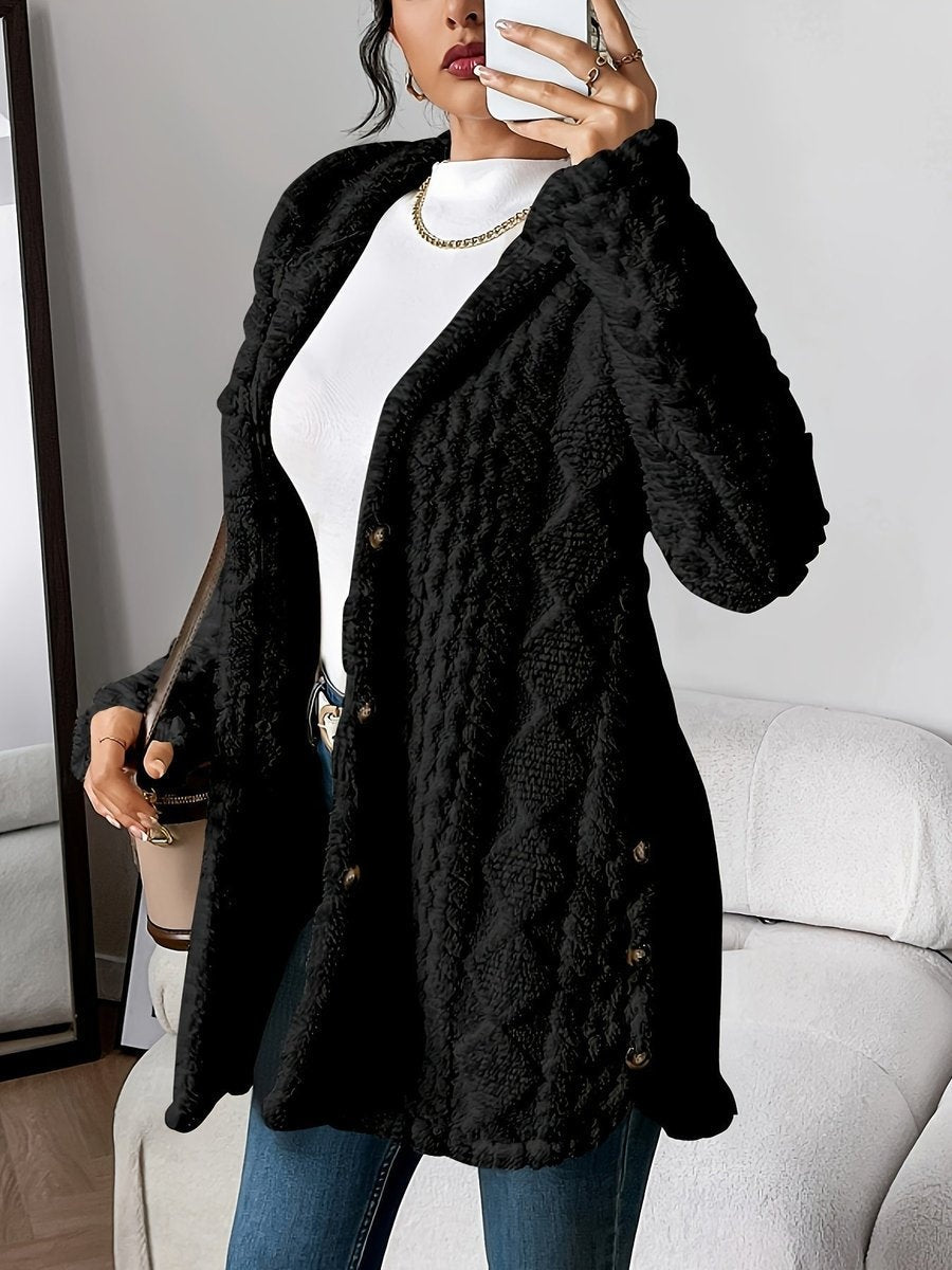 Lucy | Women's Oversized Hooded Fleece Jacket Button Up