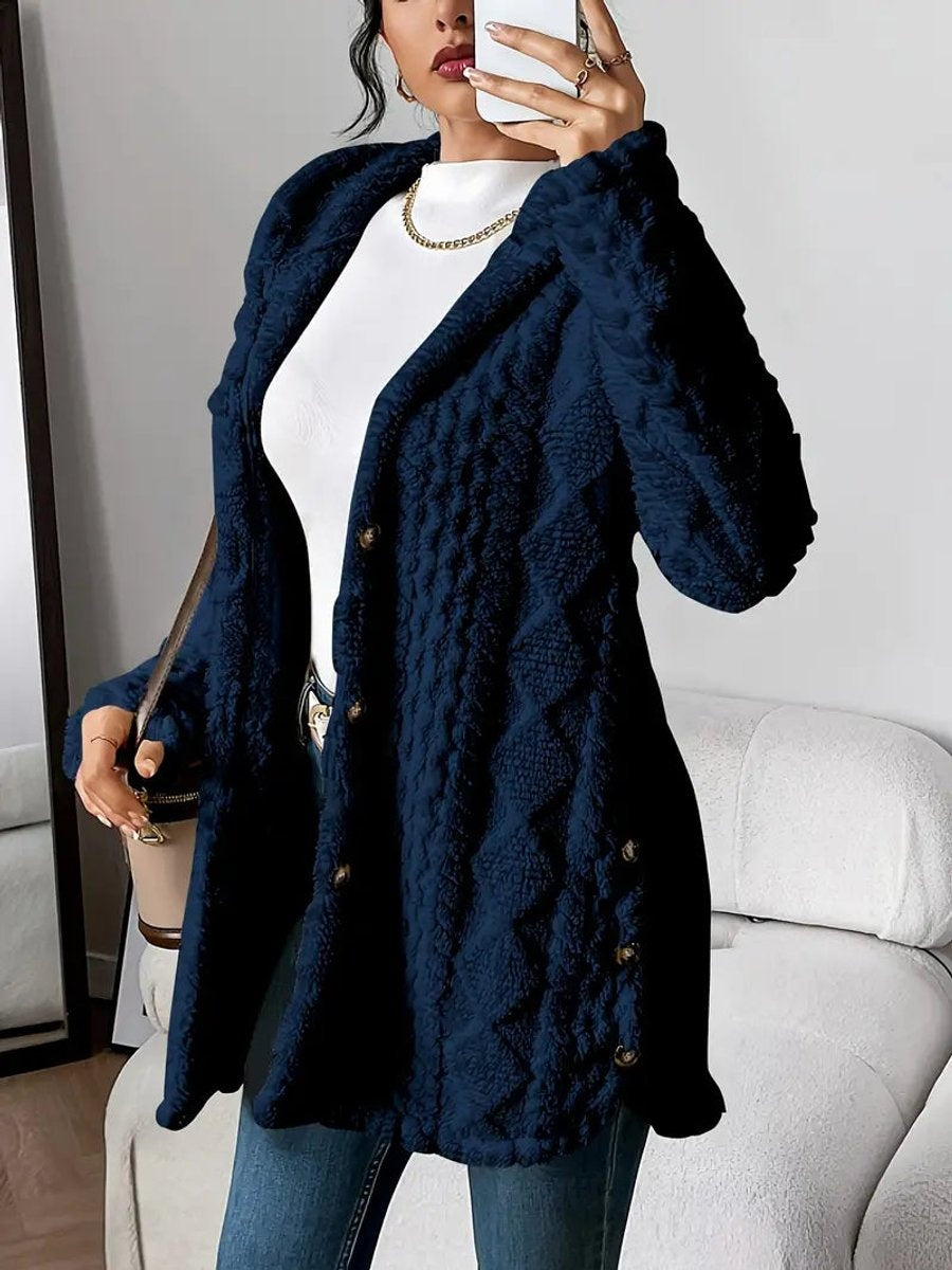 Lucy | Women's Oversized Hooded Fleece Jacket Button Up