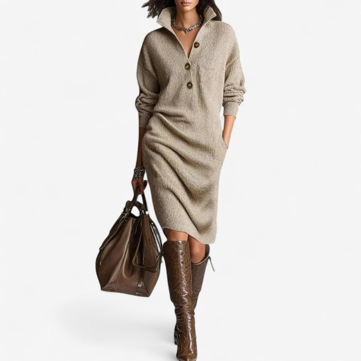 Isabeau | Knit Collar Sweater Dress