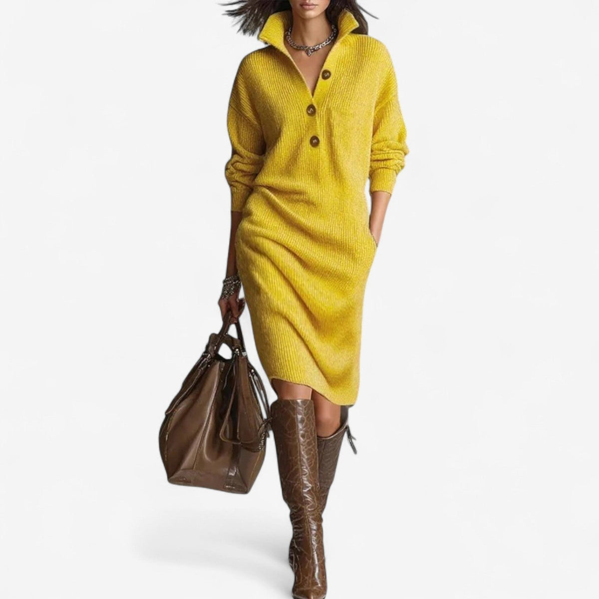 Isabeau | Knit Collar Sweater Dress