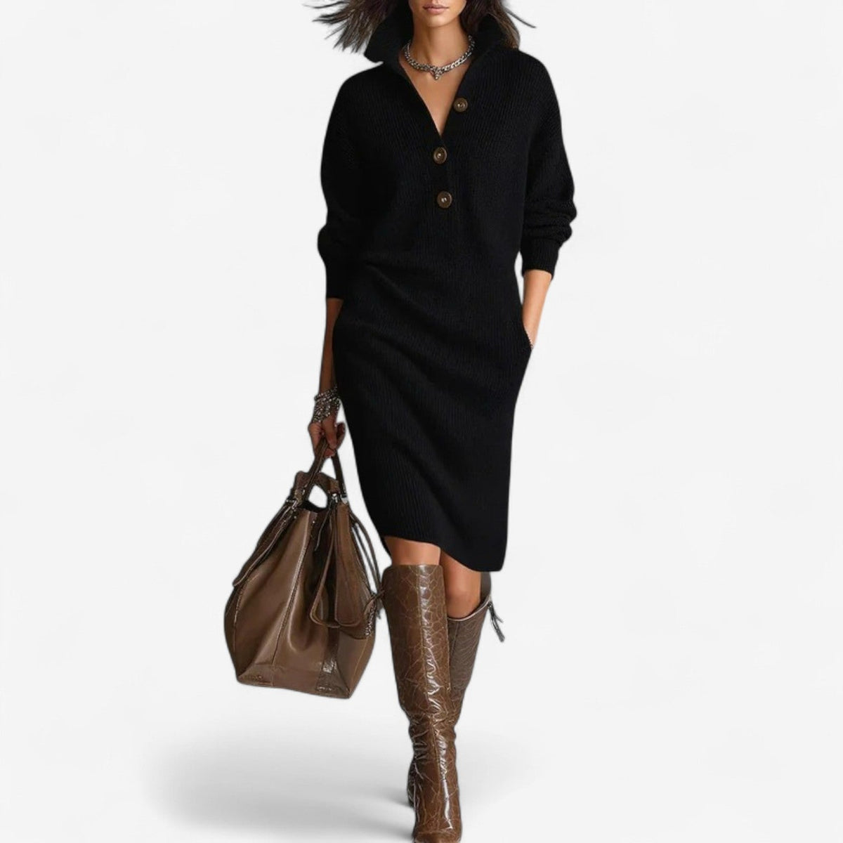 Isabeau | Knit Collar Sweater Dress