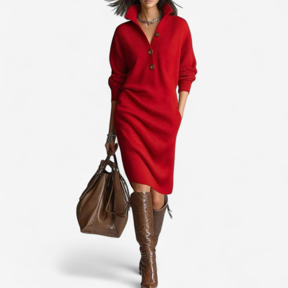 Isabeau | Knit Collar Sweater Dress