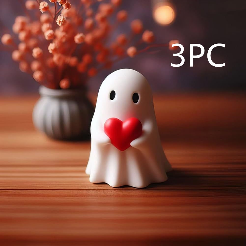 Resin Ghost Figurine Decor with Standing Base for Halloween Home Shelf Decorations Statue