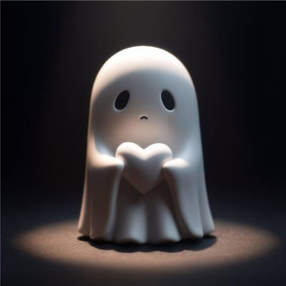 Resin Ghost Figurine Decor with Standing Base for Halloween Home Shelf Decorations Statue