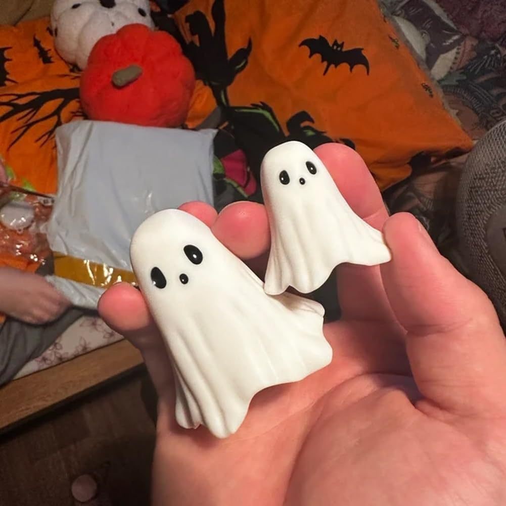 Resin Ghost Figurine Decor with Standing Base for Halloween Home Shelf Decorations Statue