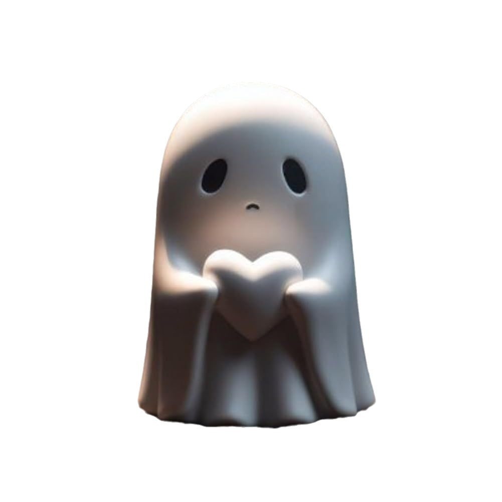 Resin Ghost Figurine Decor with Standing Base for Halloween Home Shelf Decorations Statue